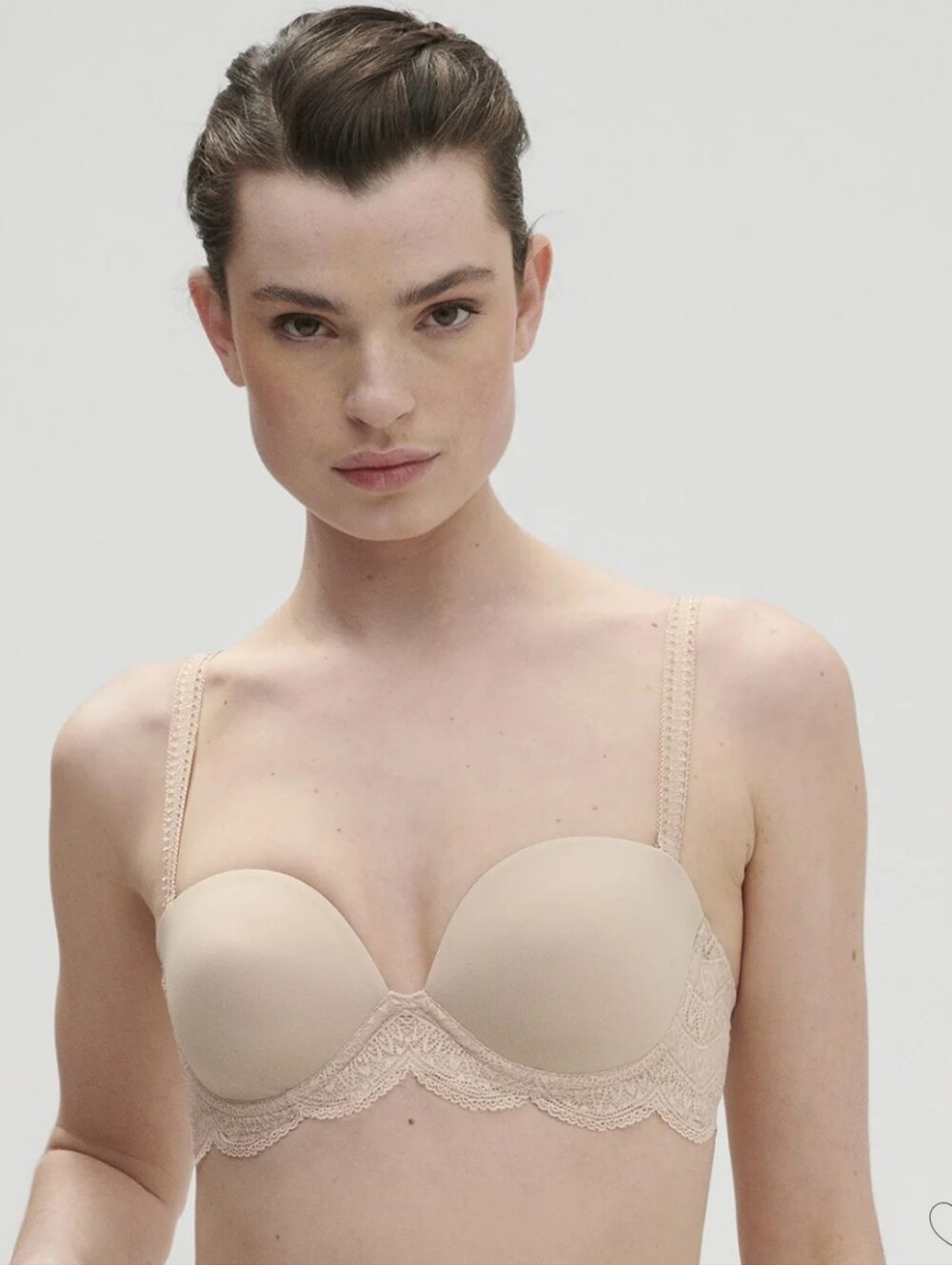 Simone Perele Karma Strapless Women's Nude Lace Balconette Bra 32E (32D)